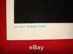 1972 Vintage Rare Flocked Blacklight Poster Native Indian Chief Aa Sales