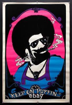 1973 Keep On Puffin' Blacklight Poster Marijuana JOB Rolling Papers Vintage