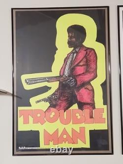 1973 Trouble Man George Stowe Jr. Black Light Poster One Stop Blaxploitation
