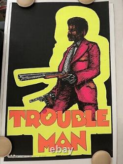 1973 Trouble Man George Stowe Jr. Black Light Poster One Stop Blaxploitation