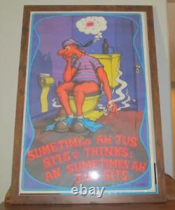 1973 VINTAGE WEED 420 BLACKLIGHT NOS POSTER By HOORMANN TOILET BATHROOM FRAMED