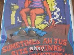1973 VINTAGE WEED 420 BLACKLIGHT NOS POSTER By HOORMANN TOILET BATHROOM FRAMED