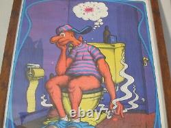 1973 VINTAGE WEED 420 BLACKLIGHT NOS POSTER By HOORMANN TOILET BATHROOM FRAMED