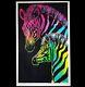 1973 Vintage Blacklight Poster Beautiful Animals Pair Zebras Very Rare Pinup