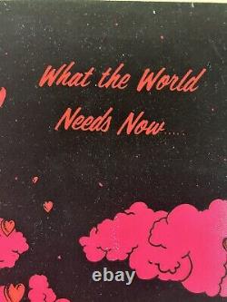 1973 Vintage What The World Needs Now Blacklight Flocked Poster
