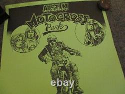 1974-75 Vtg Posters (2) Hot Bike Black Light & Austin Motorcross Park Texas