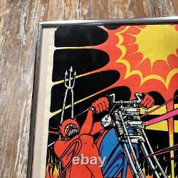 1974 Black Light Poster Devil Motorcycle Rider Monarch Publications 11x17