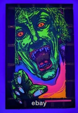 1975 Asylum Blacklight Reflective Poster Flocked Felt 16x10.5