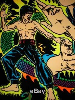 1975 Rare Vintage Blacklight Bruce Lee Dragon Poster Kung Fu Master Aa Sales