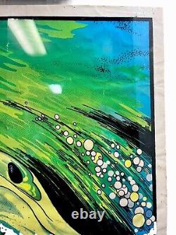 1975 SUPER SHARK Velva-Print 23x35 Flocked Blacklight Poster PP-459 Framed
