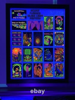 1975 Velvet Flocked Black Light Posters Catalog Display DOUBLE SIDED/FRAMED