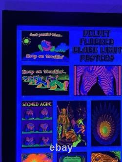 1975 Velvet Flocked Black Light Posters Catalog Display DOUBLE SIDED/FRAMED