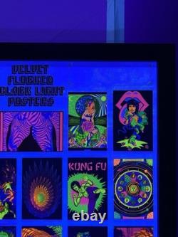 1975 Velvet Flocked Black Light Posters Catalog Display DOUBLE SIDED/FRAMED
