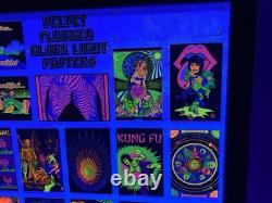 1975 Velvet Flocked Black Light Posters Catalog Display DOUBLE SIDED/FRAMED