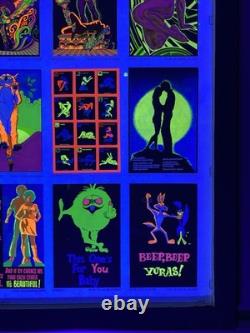 1975 Velvet Flocked Black Light Posters Catalog Display DOUBLE SIDED/FRAMED