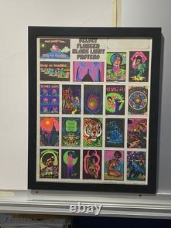 1975 Velvet Flocked Black Light Posters Catalog Display DOUBLE SIDED/FRAMED