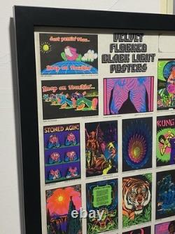 1975 Velvet Flocked Black Light Posters Catalog Display DOUBLE SIDED/FRAMED