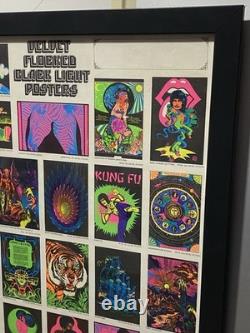 1975 Velvet Flocked Black Light Posters Catalog Display DOUBLE SIDED/FRAMED