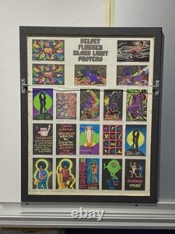 1975 Velvet Flocked Black Light Posters Catalog Display DOUBLE SIDED/FRAMED