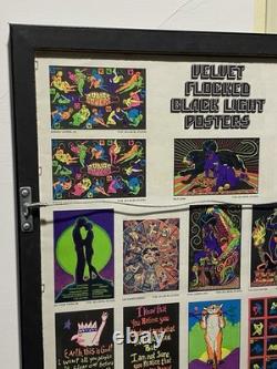 1975 Velvet Flocked Black Light Posters Catalog Display DOUBLE SIDED/FRAMED