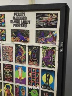 1975 Velvet Flocked Black Light Posters Catalog Display DOUBLE SIDED/FRAMED