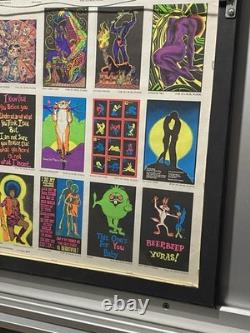 1975 Velvet Flocked Black Light Posters Catalog Display DOUBLE SIDED/FRAMED