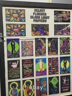 1975 Velvet Flocked Black Light Posters Catalog Display DOUBLE SIDED/FRAMED