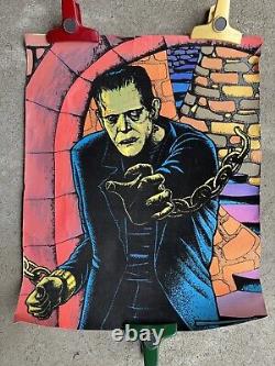 1976 PRO ARTS INC Frank Velvet Blacklight Poster Frankenstein (READ)