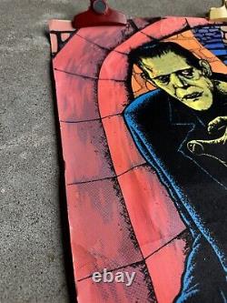 1976 PRO ARTS INC Frank Velvet Blacklight Poster Frankenstein (READ)