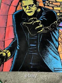 1976 PRO ARTS INC Frank Velvet Blacklight Poster Frankenstein (READ)