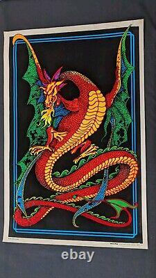 1978 AA Sales Velva Print PP-479 Flaming Serpent Blacklight Poster! 23x35