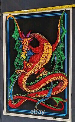 1978 AA Sales Velva Print PP-479 Flaming Serpent Blacklight Poster! 23x35