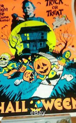1978 John Carpenter's Halloween blacklight poster signed Michael Myers