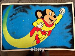 1978 Mighty Mouse Terrytoons Blacklight Fabric Poster 35x23 Dargis #3261