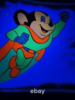 1978 Mighty Mouse Terrytoons Blacklight Fabric Poster 35x23 Dargis #3261