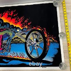 1978 Vintage Blacklight Poster Chopper Flames Bike #983 Flocked Aa Sales P6