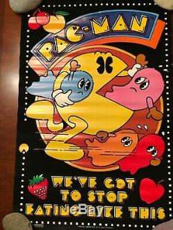 1980 PAC MAN Blacklight Poster PAC-MAN Black Velvet arcade video game Midway
