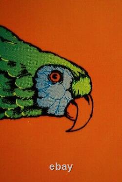 1980 Vintage Blacklight Poster Parrot Exotic Macaw Rare Flocked Aa Sales