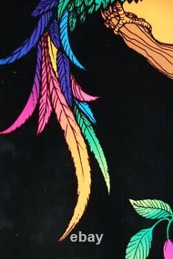 1980 Vintage Blacklight Poster Parrot Exotic Macaw Rare Flocked Aa Sales