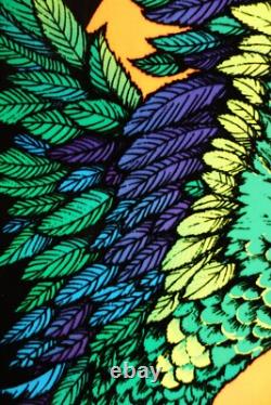 1980 Vintage Blacklight Poster Parrot Exotic Macaw Rare Flocked Aa Sales