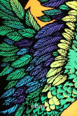 1980 Vintage Blacklight Poster Parrot Exotic Macaw Rare Flocked Aa Sales