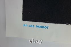 1980 Vintage Blacklight Poster Parrot Exotic Macaw Rare Flocked Aa Sales