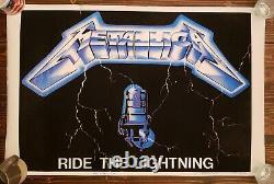 1980's Original Flocked Metallica Ride The Lightning Blacklight Poster 23X35