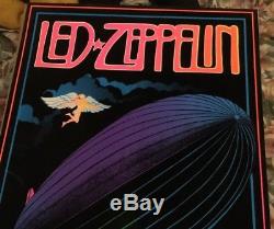 1980's Retro Led Zeppelin Felt Black Light Poster