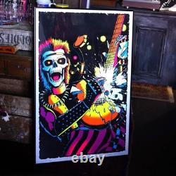 1980's blacklight poster HEAVY METAL GUITARIST vintage garage collection America