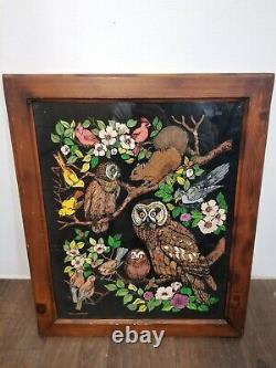 1980s Western Graphics Blacklight Poster 16x20 Owls 7120 Vintage Velvet Fuzzy