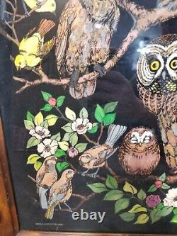 1980s Western Graphics Blacklight Poster 16x20 Owls 7120 Vintage Velvet Fuzzy