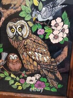 1980s Western Graphics Blacklight Poster 16x20 Owls 7120 Vintage Velvet Fuzzy