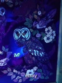 1980s Western Graphics Blacklight Poster 16x20 Owls 7120 Vintage Velvet Fuzzy