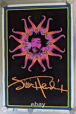1996 Jimi Hendrix Flocked Black Light 1738 Winterland Scorpio Poster 34 x 23